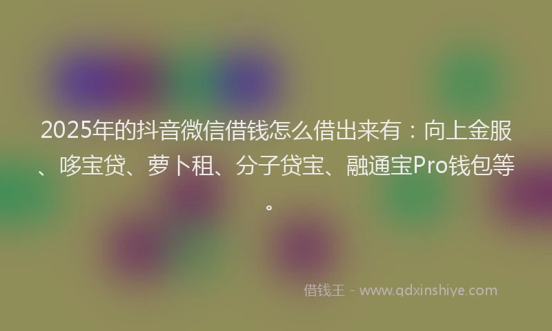 2025年的抖音微信借钱怎么借出来有：向上金服、哆宝贷、萝卜租、分子贷宝、融通宝Pro钱包等。