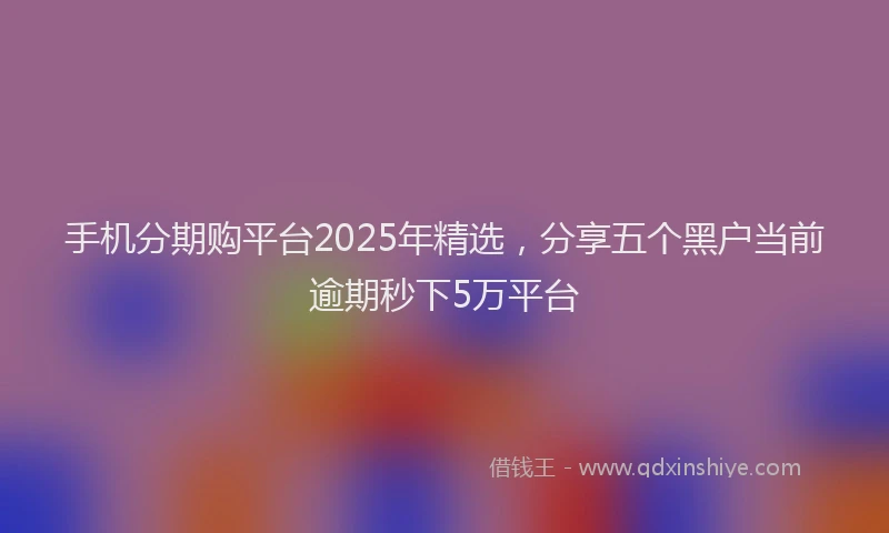 手机分期购平台2025年精选，分享五个黑户当前逾期秒下5万平台