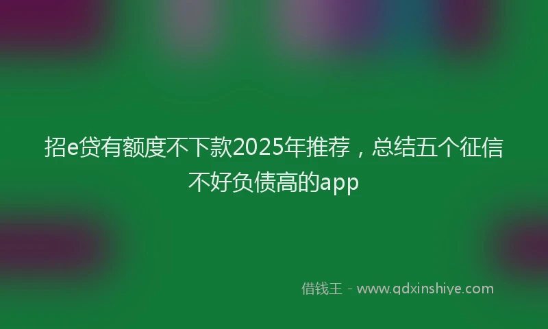 招e贷有额度不下款2025年推荐，总结五个征信不好负债高的app