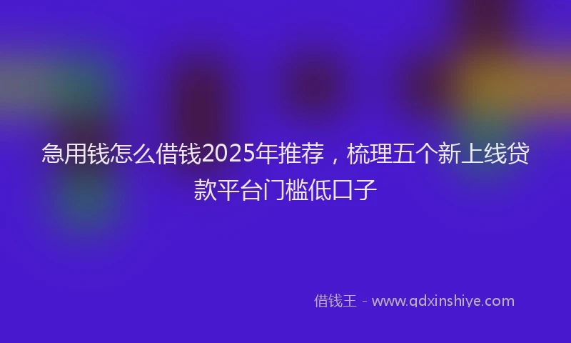 急用钱怎么借钱2025年推荐，梳理五个新上线贷款平台门槛低口子
