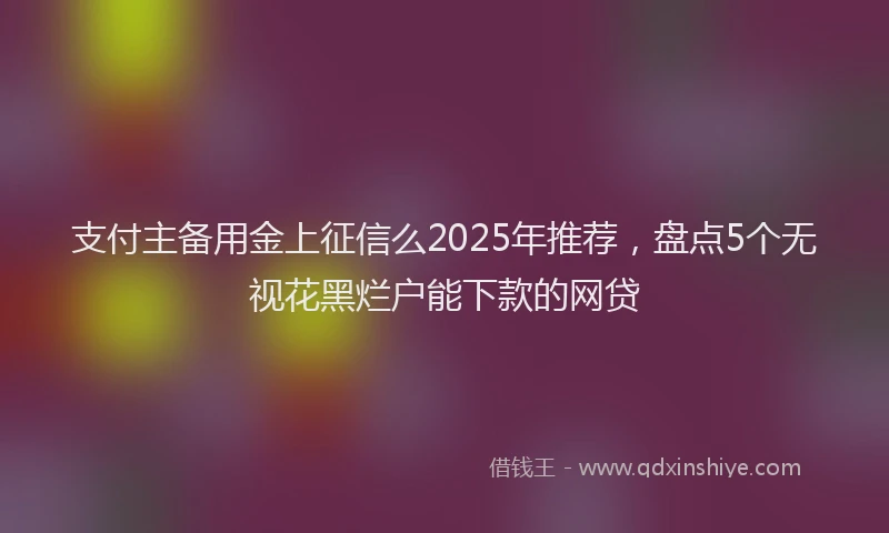 支付主备用金上征信么2025年推荐，盘点5个无视花黑烂户能下款的网贷