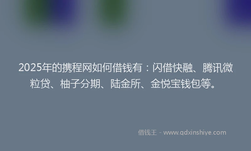 2025年的携程网如何借钱有：闪借快融、腾讯微粒贷、柚子分期、陆金所、金悦宝钱包等。