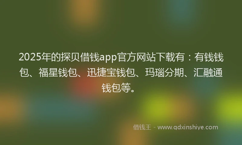 2025年的探贝借钱app官方网站下载有：有钱钱包、福星钱包、迅捷宝钱包、玛瑙分期、汇融通钱包等。