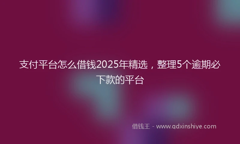 支付平台怎么借钱2025年精选，整理5个逾期必下款的平台