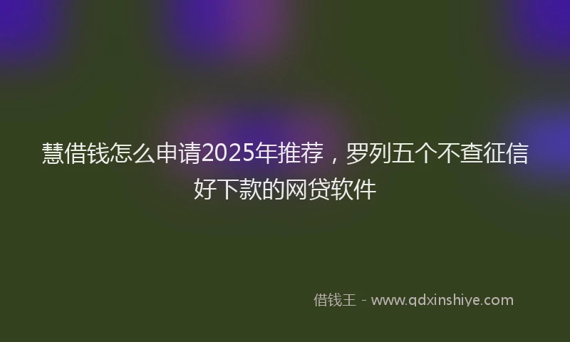慧借钱怎么申请2025年推荐，罗列五个不查征信好下款的网贷软件