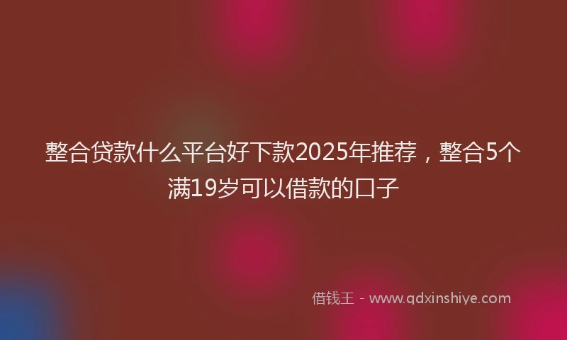 整合贷款什么平台好下款2025年推荐，整合5个满19岁可以借款的口子