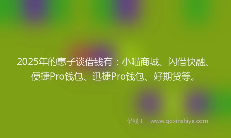 2025年的惠子谈借钱有：小喵商城、闪借快融、便捷Pro钱包、迅捷Pro钱包、好期贷等。