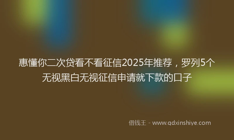 惠懂你二次贷看不看征信2025年推荐，罗列5个无视黑白无视征信申请就下款的口子