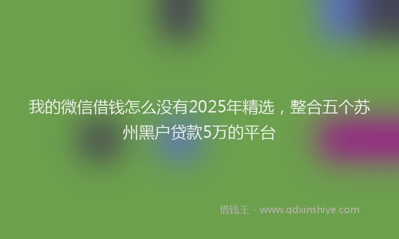 我的微信借钱怎么没有2025年精选，整合五个苏州黑户贷款5万的平台