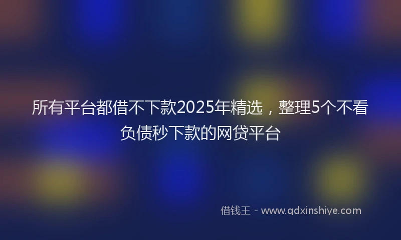 所有平台都借不下款2025年精选，整理5个不看负债秒下款的网贷平台