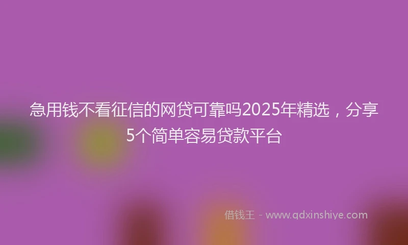 急用钱不看征信的网贷可靠吗2025年精选，分享5个简单容易贷款平台