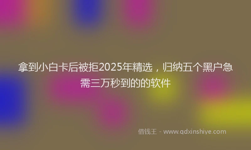 拿到小白卡后被拒2025年精选，归纳五个黑户急需三万秒到的的软件