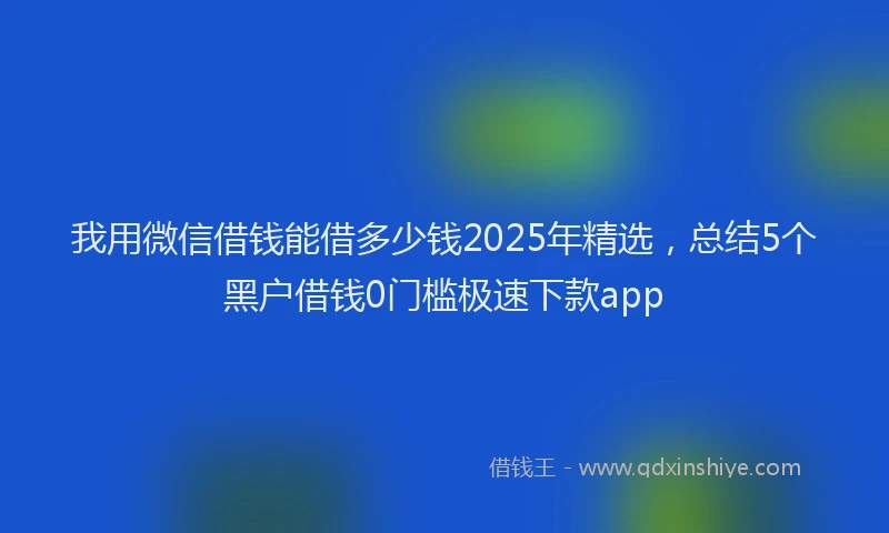 我用微信借钱能借多少钱2025年精选，总结5个黑户借钱0门槛极速下款app