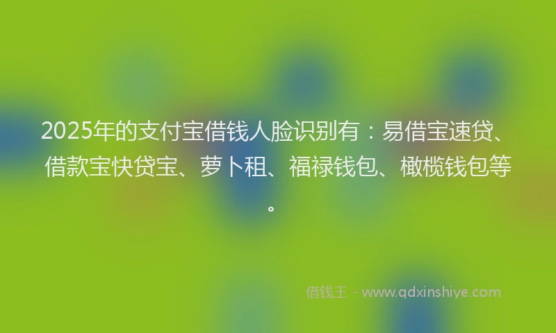 2025年的支付宝借钱人脸识别有：易借宝速贷、借款宝快贷宝、萝卜租、福禄钱包、橄榄钱包等。