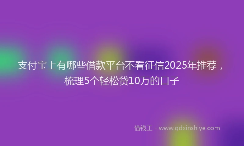 支付宝上有哪些借款平台不看征信2025年推荐，梳理5个轻松贷10万的口子