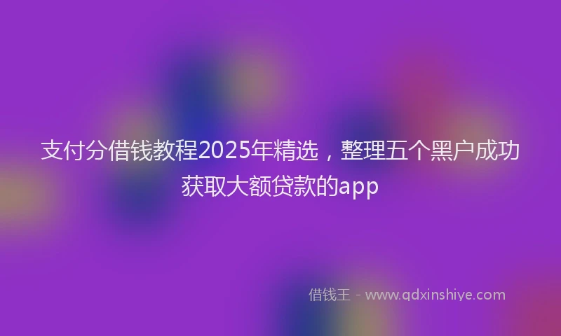 支付分借钱教程2025年精选，整理五个黑户成功获取大额贷款的app