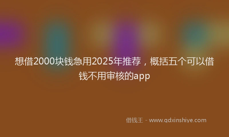 想借2000块钱急用2025年推荐，概括五个可以借钱不用审核的app