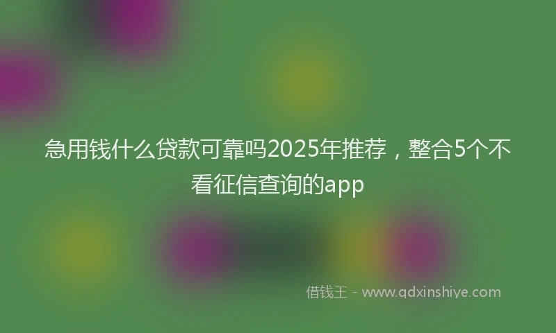 急用钱什么贷款可靠吗2025年推荐，整合5个不看征信查询的app