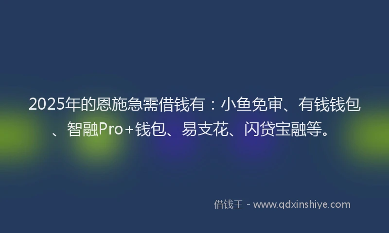 2025年的恩施急需借钱有：小鱼免审、有钱钱包、智融Pro+钱包、易支花、闪贷宝融等。