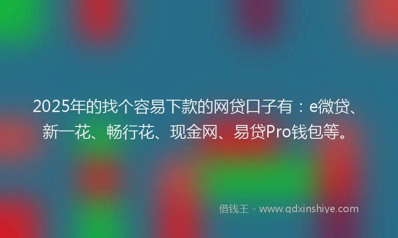 2025年的找个容易下款的网贷口子有：e微贷、新一花、畅行花、现金网、易贷Pro钱包等。