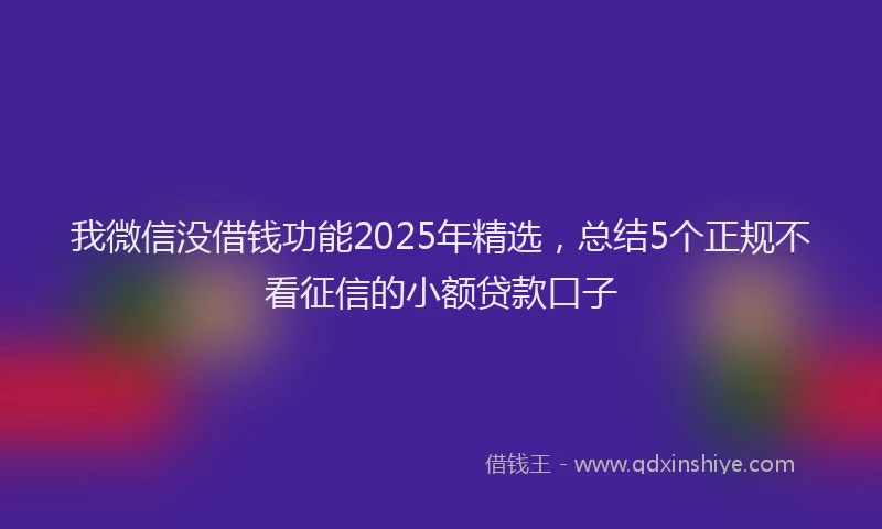 我微信没借钱功能2025年精选，总结5个正规不看征信的小额贷款口子