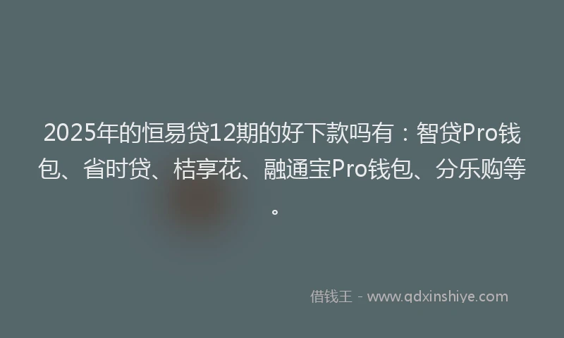 2025年的恒易贷12期的好下款吗有：智贷Pro钱包、省时贷、桔享花、融通宝Pro钱包、分乐购等。
