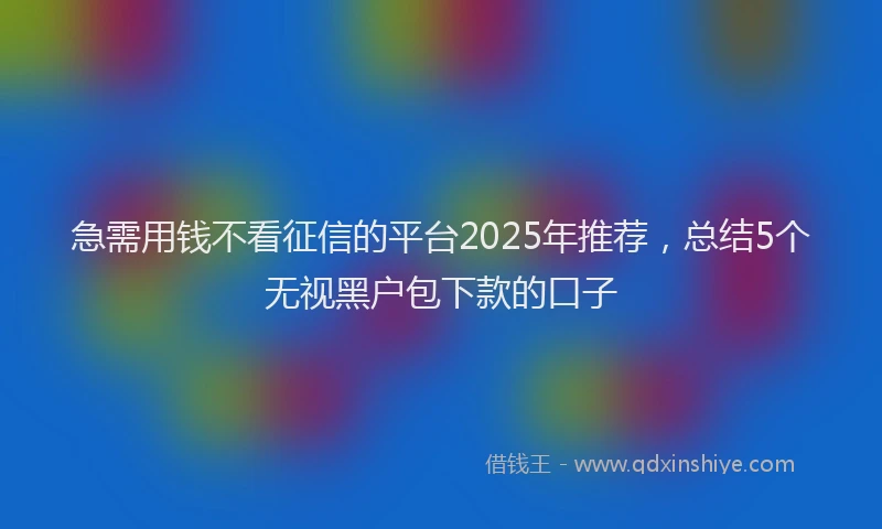 急需用钱不看征信的平台2025年推荐，总结5个无视黑户包下款的口子