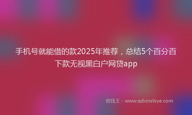 手机号就能借的款2025年推荐，总结5个百分百下款无视黑白户网贷app
