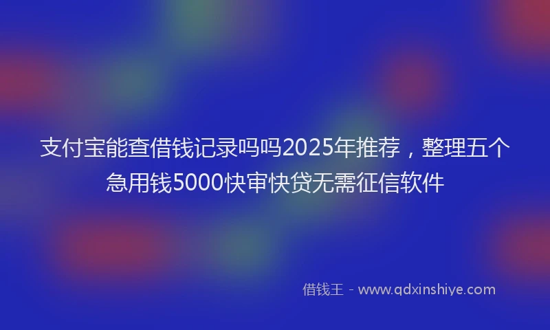 支付宝能查借钱记录吗吗2025年推荐，整理五个急用钱5000快审快贷无需征信软件