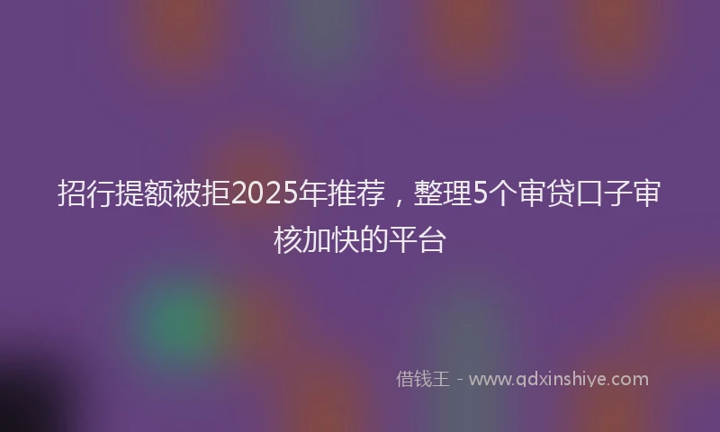招行提额被拒2025年推荐，整理5个审贷口子审核加快的平台