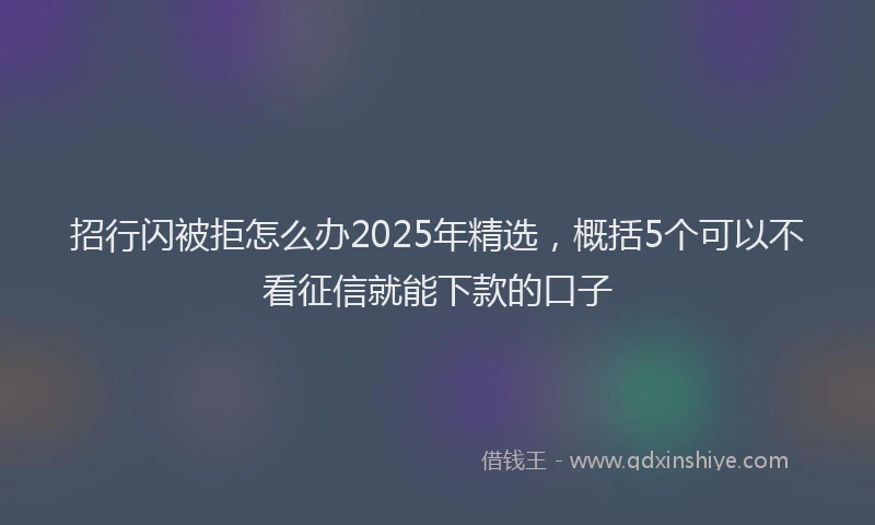 招行闪被拒怎么办2025年精选，概括5个可以不看征信就能下款的口子