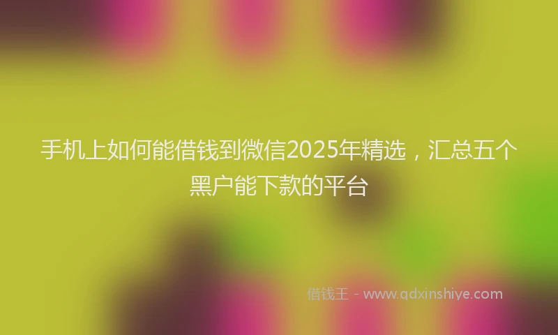 手机上如何能借钱到微信2025年精选，汇总五个黑户能下款的平台