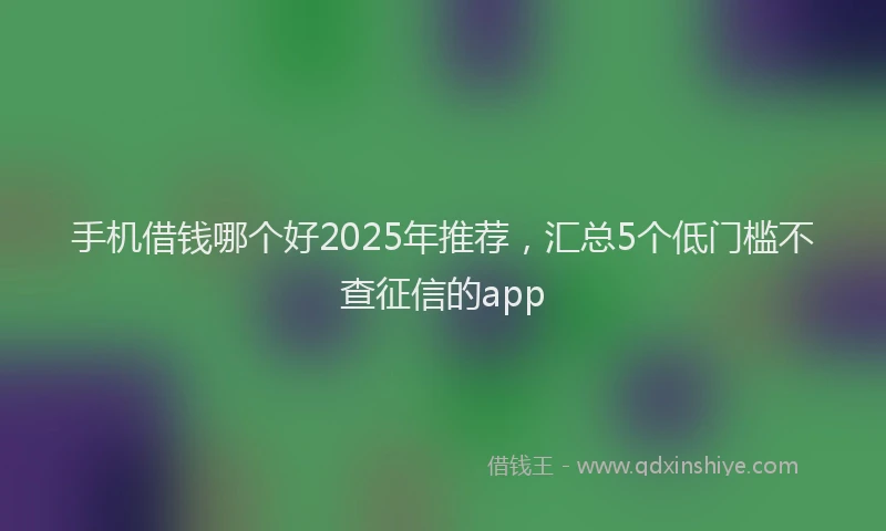 手机借钱哪个好2025年推荐，汇总5个低门槛不查征信的app