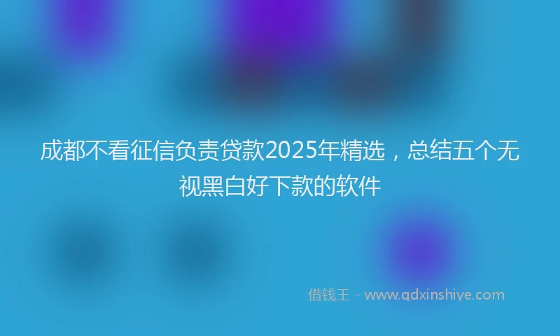成都不看征信负责贷款2025年精选，总结五个无视黑白好下款的软件