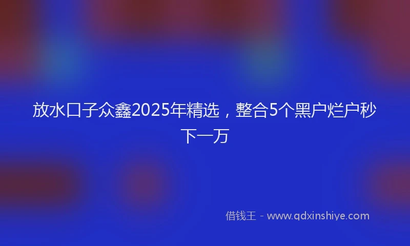 放水口子众鑫2025年精选，整合5个黑户烂户秒下一万