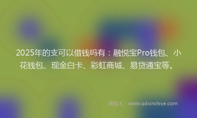 2025年的支可以借钱吗有：融悦宝Pro钱包、小花钱包、现金白卡、彩虹商城、易贷通宝等。