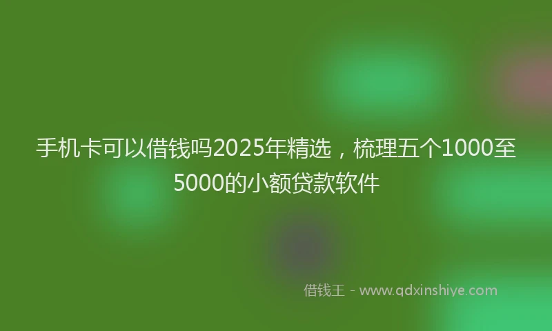 手机卡可以借钱吗2025年精选，梳理五个1000至5000的小额贷款软件