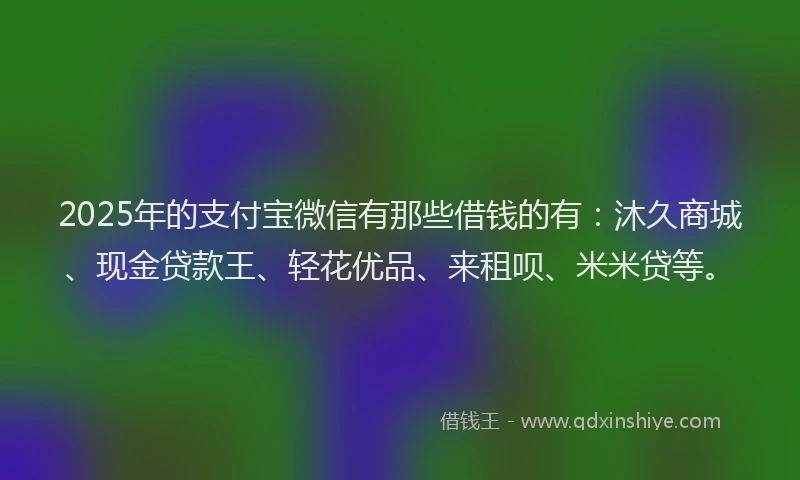 2025年的支付宝微信有那些借钱的有：沐久商城、现金贷款王、轻花优品、来租呗、米米贷等。