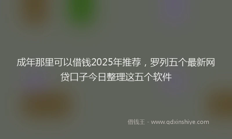 成年那里可以借钱2025年推荐，罗列五个最新网贷口子今日整理这五个软件