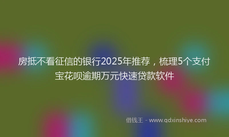 房抵不看征信的银行2025年推荐，梳理5个支付宝花呗逾期万元快速贷款软件