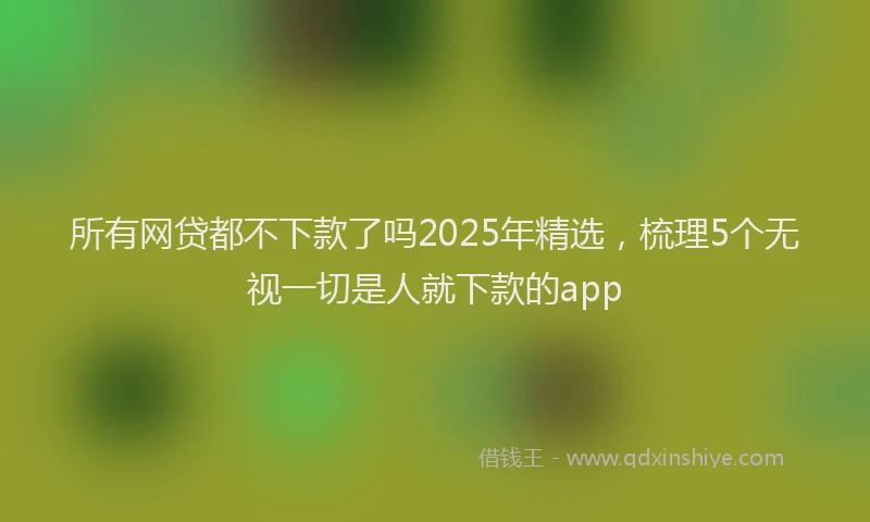所有网贷都不下款了吗2025年精选，梳理5个无视一切是人就下款的app