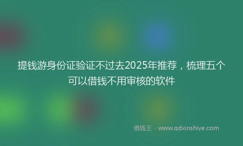 提钱游身份证验证不过去2025年推荐，梳理五个可以借钱不用审核的软件