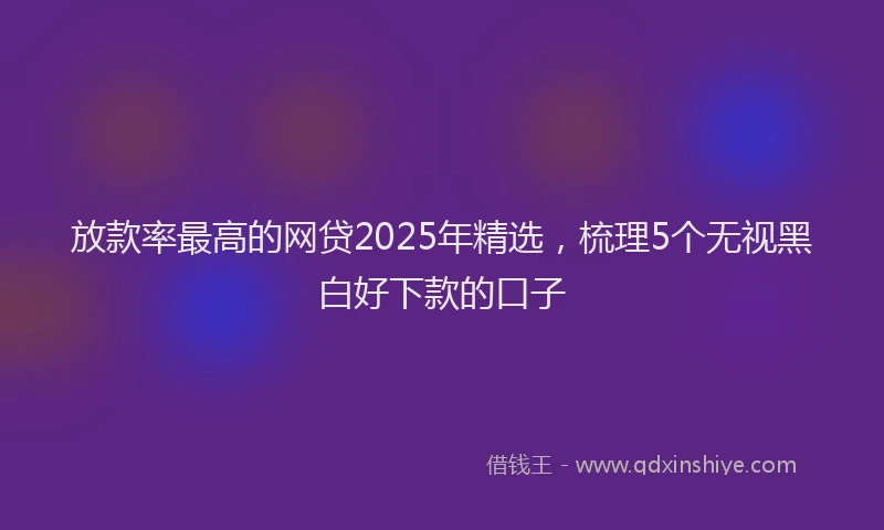 放款率最高的网贷2025年精选，梳理5个无视黑白好下款的口子