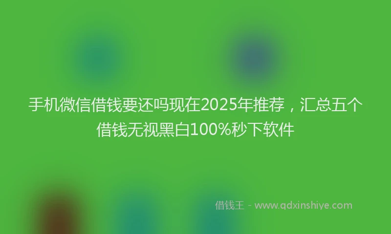 手机微信借钱要还吗现在2025年推荐，汇总五个借钱无视黑白100%秒下软件