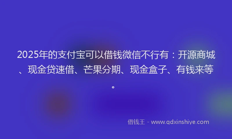 2025年的支付宝可以借钱微信不行有：开源商城、现金贷速借、芒果分期、现金盒子、有钱来等。