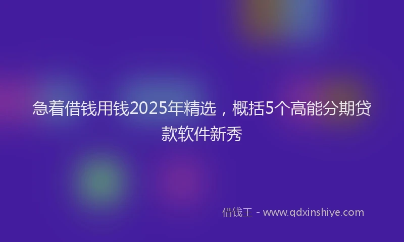 急着借钱用钱2025年精选，概括5个高能分期贷款软件新秀
