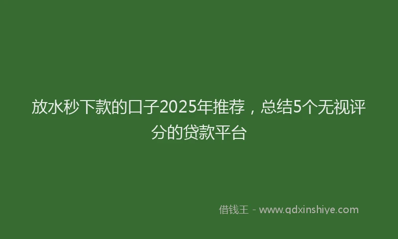 放水秒下款的口子2025年推荐，总结5个无视评分的贷款平台