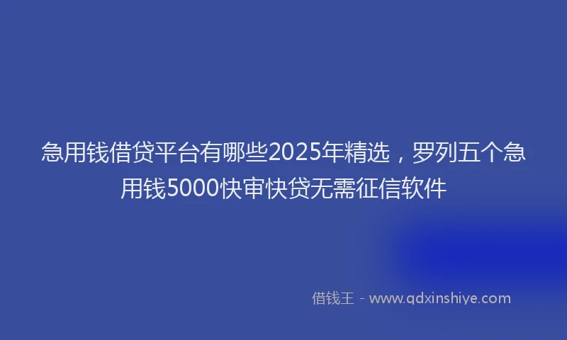 急用钱借贷平台有哪些2025年精选，罗列五个急用钱5000快审快贷无需征信软件