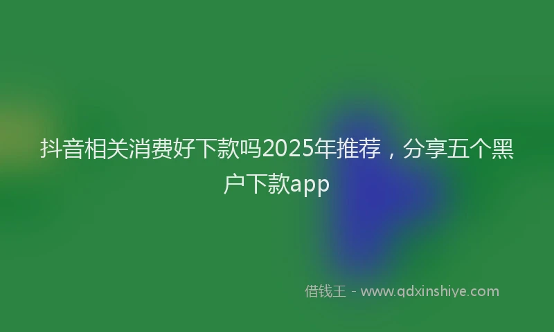 抖音相关消费好下款吗2025年推荐，分享五个黑户下款app