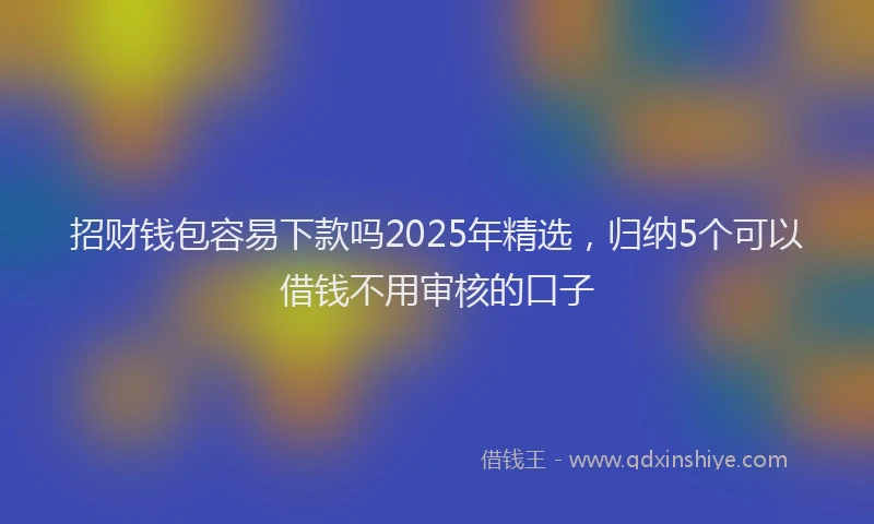招财钱包容易下款吗2025年精选，归纳5个可以借钱不用审核的口子